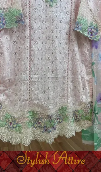 Pakistani Original Adan’s Libas Luxury Lawn Stitched 3 Pcs _ Light Pink 